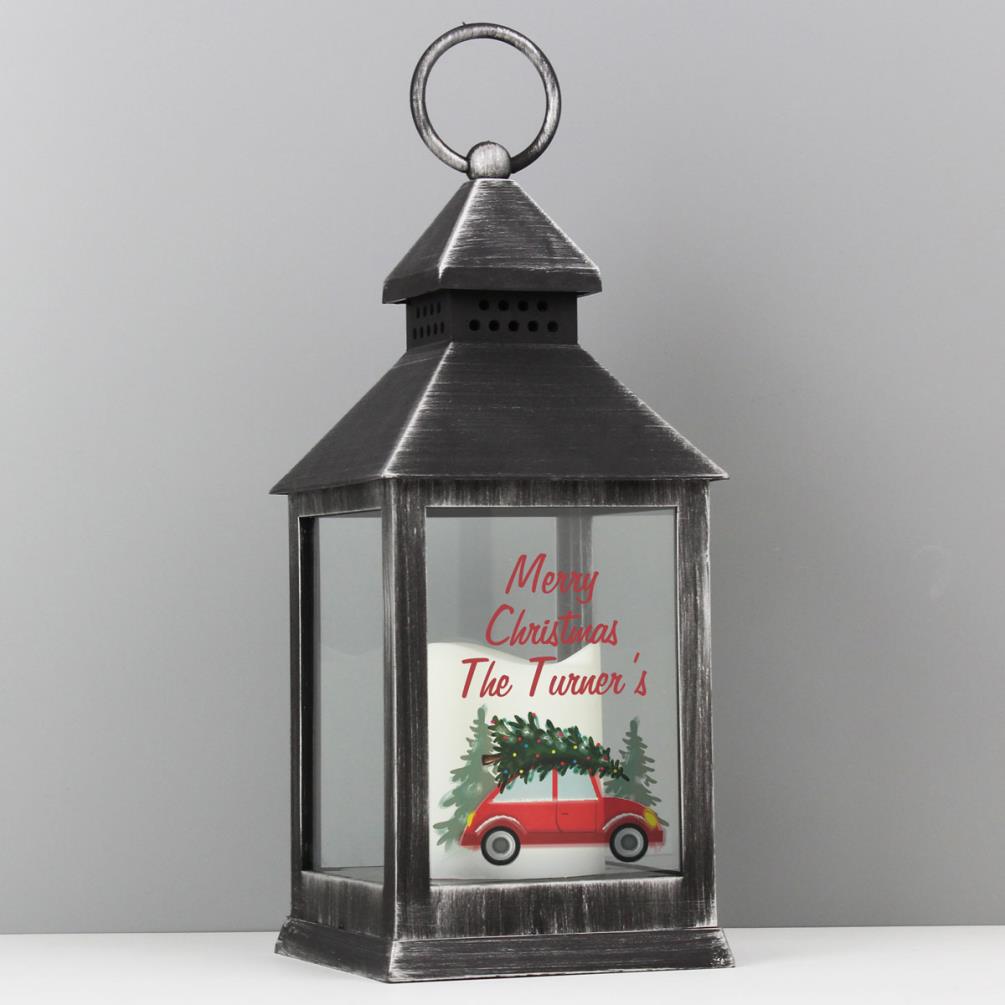 Personalised Driving Home For Christmas Rustic Black Lantern Extra Image 2